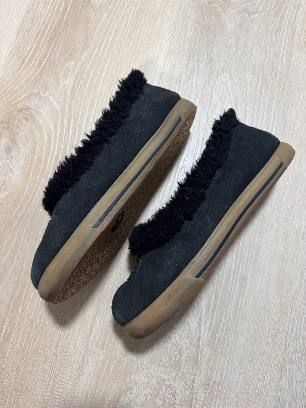 UGG Black Shearling-Trim Suede Slip-Ons - Picture 2 of 6